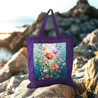 Vibrant Meadow Watercolor Art Tote Bag